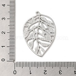 真鍮チャーム  カドミウムフリー＆ニッケルフリー＆鉛フリー  葉  プラチナメッキ  32x22x1mm  穴：1mm&nbsp;KK-C042-01P