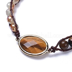 Three Loops Natural Tiger Eye Beads Wrap Bracelets&nbsp;BJEW-JB04247-02