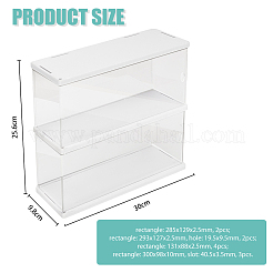 2-Tier Rectangle Transparent Acrylic Minifigures Display Case&nbsp;ODIS-WH0099-08B