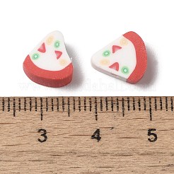 手作り樹脂粘土ビーズ  三角形  キャンディーとスイカ  クリムゾン  8.5x8.5x4mm  穴：1.6mm&nbsp;CLAY-H005-16A