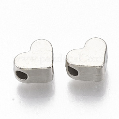 Absプラスチックビーズのめっき  ハート  プラチナ  6x7x3.5mm  穴：1.6mm&nbsp;X-KY-T019-03
