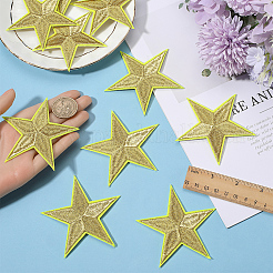 星型布刺繍アップリケ12個  パッチのアイロン/縫い付け  ライトカーキ  80x82x2mm&nbsp;PATC-GF0001-33B