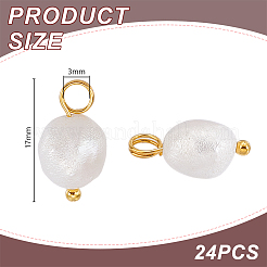 天然養殖淡水真珠ペンダント24個  真鍮のループが付いたナゲットチャーム  ゴールドカラー  17mm  穴：3mm&nbsp;PALLOY-PH01726