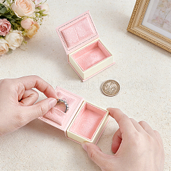 紙製リング収納ボックス  本の形  ピンク  5.65x4.25x2.15cm&nbsp;CON-WH0100-46