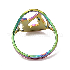 イオンプレーティング(IP) 304 ステンレススチール ヨガ調節可能リング 女性用  虹色  usサイズ5 3/4(16.3mm)&nbsp;RJEW-M149-27RC