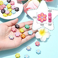 合金エナメルビーズ30個。  花  ミックスカラー  14.5x14x5mm  穴：1.5mm&nbsp;ENAM-CJ0006-20
