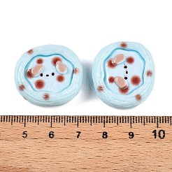 漫画の不透明樹脂デコデンカボション  エッグタルトの中の犬  空色  23~24x25~26x8.5~9.5mm&nbsp;RESI-N039-129D