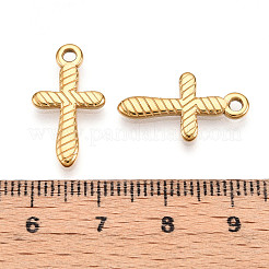 304ステンレスペンダント  イオンプレーティング（ip）  クロスチャーム  18KGP本金メッキ  20.5x11.5x2mm  穴：1.8mm&nbsp;STAS-N109-73G
