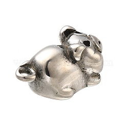 レトロな304ステンレススチールペンダント  豚のチャーム  アンティークシルバー  16x8x8mm  穴：1.6mm&nbsp;STAS-L284-12AS