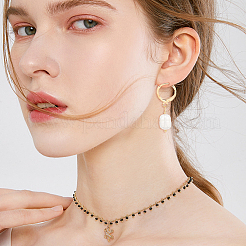 2ペア2色プラスチックイミテーションパールビーズダングルフレンチフックピアス  女性のための合金ジュエリー  プラチナ·ゴールデン  28.5mm  ピン：0.9mm  1ペア/カラー&nbsp;EJEW-FI0001-03