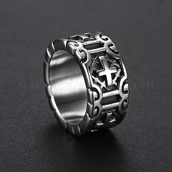 ユニセックスのクロスステンレススチールワイドバンドリング  アンティークシルバー  usサイズ11（20.6mm）&nbsp;PW-WG1DCF9-03