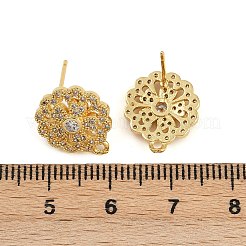 Brass Micro Pave Clear Cubic Zirconia Stud Earring Findings&nbsp;KK-K393-01G