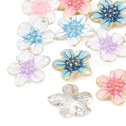 合金エナメルチャーム  花のチャーム  ゴールドカラー  ミックスカラー  26.5x25x7mm  穴：3mm&nbsp;ENAM-I085-02G
