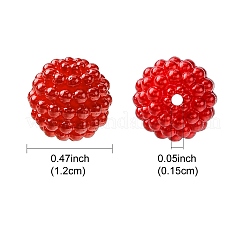 パール調アクリルビーズ  ベリービーズ  組み合わせビーズ  ラウンド  ファイヤーブリック  12mm  穴：1.5mm&nbsp;OACR-FS0001-45F