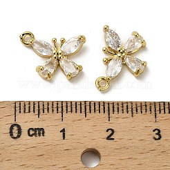 真鍮製マイクロパヴェキュービックジルコニアチャーム  蝶  18KGP本金メッキ  11.5x14.5x3.5mm  穴：1.2mm&nbsp;KK-B142-36G