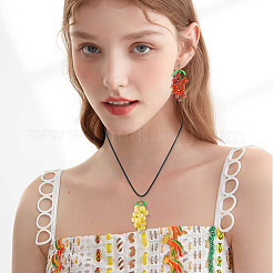 6Pcs 3 Styles Natural Amethyst & Carnelian & Yellow Jade & Glass Seed Beaded Grape Pendants&nbsp;PALLOY-TA00332