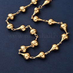 304 Stainless Steel Teardrop Link Chain Necklaces for Women&nbsp;NJEW-G178-06G
