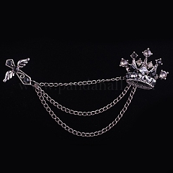 Crown & Cross with Chain Tassel Dangle Brooch Pin&nbsp;RELI-PW0001-099B