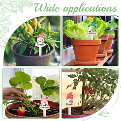 木製ドワーフ/ノーム植物ラベル  シードポッティング用  ハーブ  花  野菜  果物  ミックスカラー  150x60x2mm  30個/セット&nbsp;DIY-WH0430-063