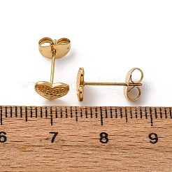 304ステンレススチールスタッドピアス  イオンプレーティング（ip）  ハート  18KGP本金メッキ  5.5x7mm&nbsp;EJEW-Z134-03G