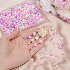 215個 80g ABSプラスチック模造パールビーズ  ラウンド  ミディアム蘭  6~10x5~9mm  穴：1.8~2.5mm&nbsp;KY-HY0001-19B