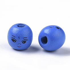 スプレー塗装天然木ビーズ  顔を丸める  ミックスカラー  13.5x13mm  穴：4mm  約590個/500g&nbsp;WOOD-T019-31