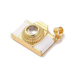 Brass Micro Pave Cubic Zirconia & Enamel Pendants&nbsp;KK-Q098-36G-B