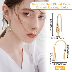 10Pcs Brass Micro Pave Clear Cubic Zirconia Earring Hooks&nbsp;KK-BBC0003-37