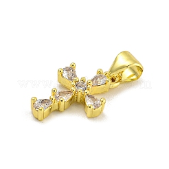 Rack Plating Brass Micro Pave Cubic Zirconia Pendants&nbsp;KK-C074-30G-01
