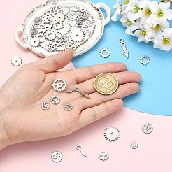 45個15スタイル304ステンレススチールペンダント  ギア＆ポインターチャーム  ステンレス鋼色  8~27x6~17x1~1.3mm  穴：1~6.5mm  3個/スタイル&nbsp;STAS-CJ0003-68