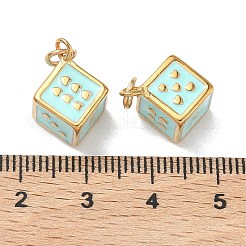 304ステンレススチールエナメルペンダント  サイコロチャーム  イオンプレーティング（ip）  18KGP本金メッキ  アクアマリン  17x12x14mm  丸カン：5.5x1ミリ  内径：2.5mm&nbsp;STAS-K295-50G-03
