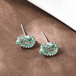 knot Brass Micro Pave Cubic Zirconia Stud Earrings&nbsp;EJEW-C174-01P