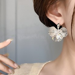 Flower Brass Micro Pave Clear Cubic Zirconia Stud Earrings&nbsp;FS-WG65913-02