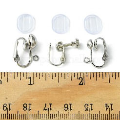 24個 4スタイル 真鍮 鉄クリップオンイヤリング金具  穴開けないイヤリング  カン付き  ステンレス鋼色  10~17x9~12.5x2.5~8mm  穴：1.2~7x1mm&nbsp;FIND-FS0002-18