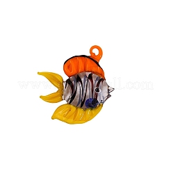 手作りランプワークペンダント  魚のチャーム  きいろ  43x43mm&nbsp;PW-WG21647-01