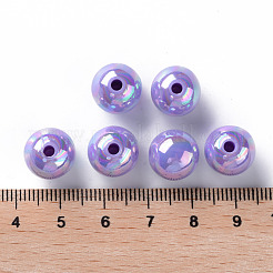 不透明なアクリルビーズ  ABカラーメッキ  ラウンド  紫色のメディア  12x11mm  穴：2.5mm  約566個/500g&nbsp;MACR-S370-D12mm-SS2114