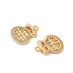 Brass Micro Pave Clear Cubic Zirconia Charms&nbsp;KK-B160-03G