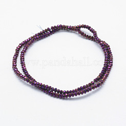 電気メッキガラスビーズセット  フルメッキ  多面カット  ロンデル  パープルメッキ  2.5x1.5mm  穴：0.5mm  約158~163個/連  28~29cm&nbsp;X-EGLA-J144-FP-A07