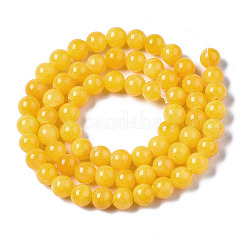 天然石染め加工イエロージェイド翡翠天然石ビーズ連売り  ラウンド  ゴールド  6mm  穴：1mm  約66個/連  15.7インチ&nbsp;G-R271-6mm-Y07
