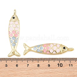 真鍮製エナメルペンダント  魚のチャーム  ラックめっき  長持ちメッキ  鉛フリー＆カドミウムフリー  18KGP本金メッキ  カラフル  41x11x6mm  穴：3.3mm&nbsp;KK-CBA3297-05C-G06