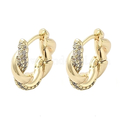 Brass Clear Cubic Zirconia Hoop Earrings&nbsp;EJEW-Q014-29G