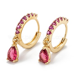 Brass Micro Pave Cubic Zirconia Huggie Hoop Earrings&nbsp;EJEW-K087-03G