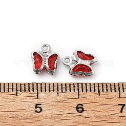 ガラスチャーム  蝶  真鍮パーツ  長持ちメッキ  プラチナ  ブラウン  8.5x7x2mm  穴：1mm&nbsp;KK-R216-19P-05