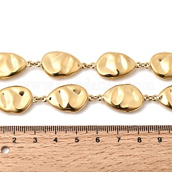 316L Surgical Stainless Steel Textured Flat Teardrop Link Chain Necklaces&nbsp;NJEW-D297-03G