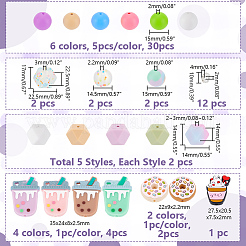 DIY Round & Milk Tea & Donuts Silicone Beadable Pen Making Kits&nbsp;DIY-PH0023-08