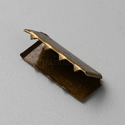 アイアン製カシメリボン止めエンドパーツ  ウェビングエンド  アンティークブロンズ  25.5x9x9mm&nbsp;LS-FIND-WH0291-03B-AB