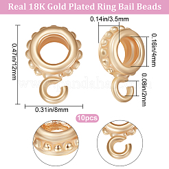 真鍮チューブベイル10個。  ループベイル  ニッケルフリー  リング保釈ビーズ  18KGP本金メッキ  12x8x3.5mm  穴：2mm  内径：4mm&nbsp;KK-BBC0009-18