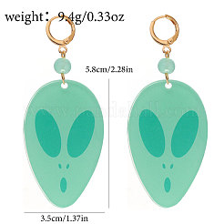 アクリルフープピアス  エイリアンフェイスチャーム  ゴールドカラー  アクアマリン  58x35mm&nbsp;FS-WGC2B37-02