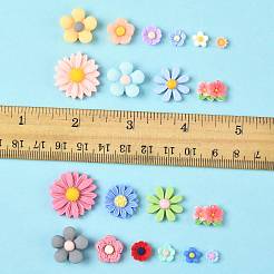 100個10スタイル不透明樹脂カボション  花  ミックスカラー  8x8x3mm  10個/スタイル&nbsp;CRES-FS0001-25