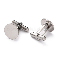 変色しない304ステンレススチール製のカフスボタン  アパレルアクセサリのカフスボタンパーツ  ステンレス鋼色  17x17x14mm  トレイ：14mm&nbsp;X-STAS-H124-10P